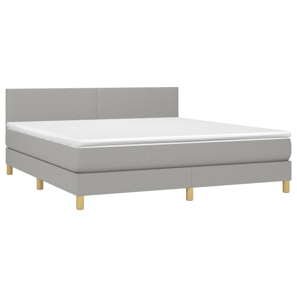Κρεβάτι Boxspring με Στρώμα Ανοιχτό Γκρι 180x200 εκ. Υφασμάτινο - Pakobazaar