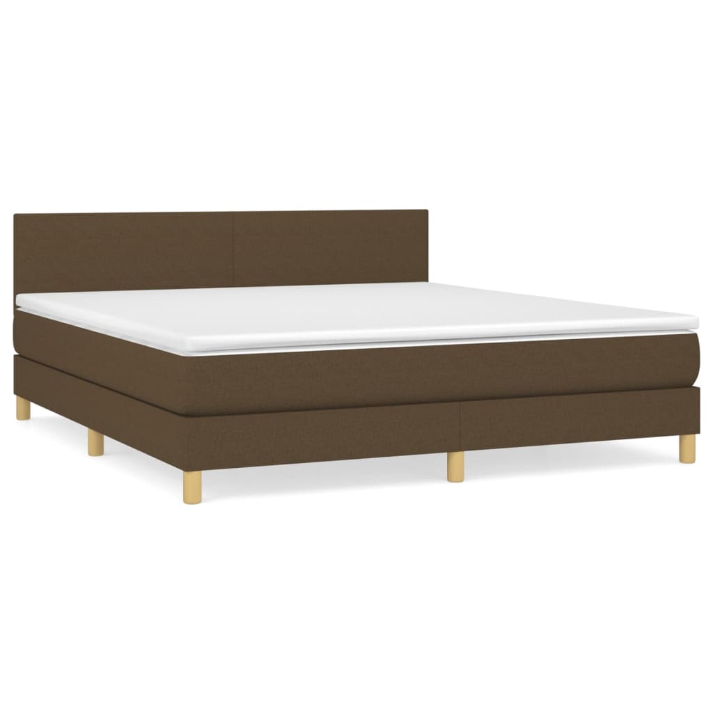 Κρεβάτι Boxspring με Στρώμα Σκούρο Καφέ 180x200 εκ Υφασμάτινο - Pakobazaar