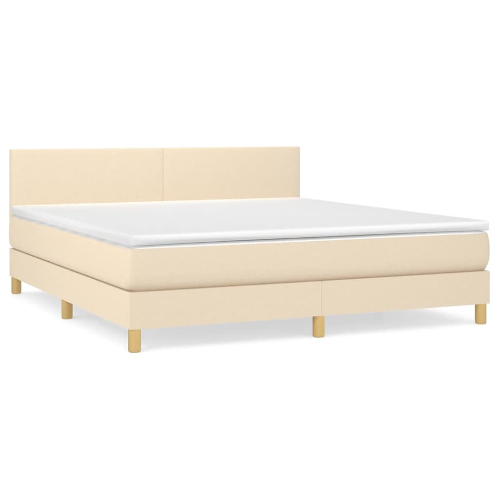Κρεβάτι Boxspring με Στρώμα Κρεμ 180x200 εκ. Υφασμάτινο