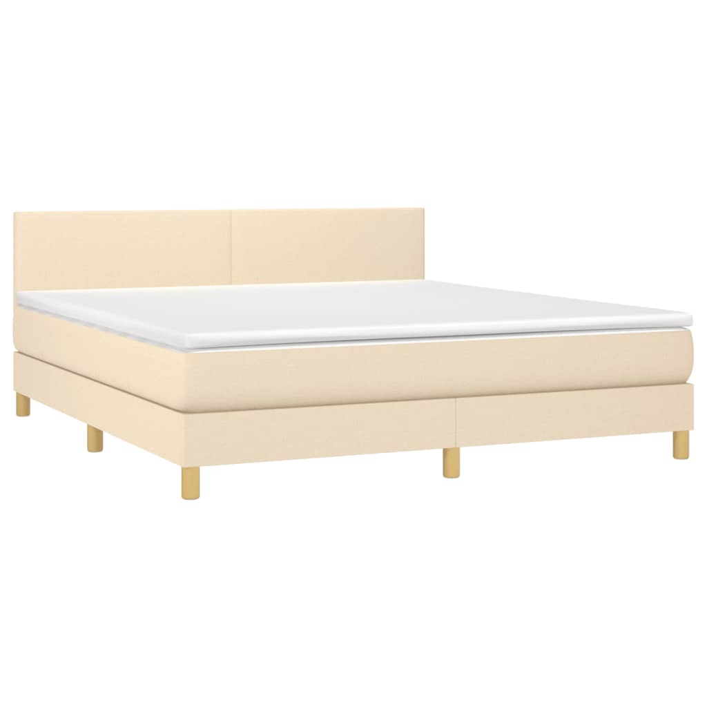 Κρεβάτι Boxspring με Στρώμα Κρεμ 180x200 εκ. Υφασμάτινο