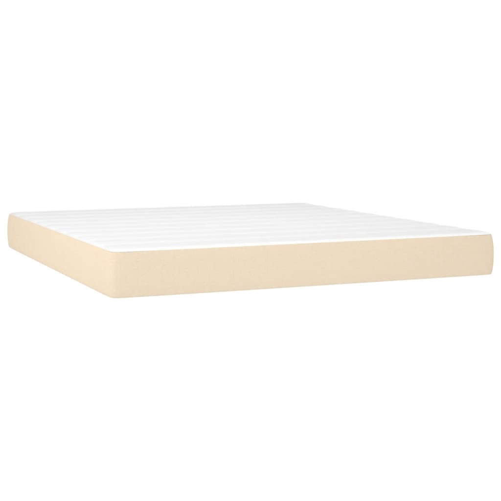 Κρεβάτι Boxspring με Στρώμα Κρεμ 180x200 εκ. Υφασμάτινο