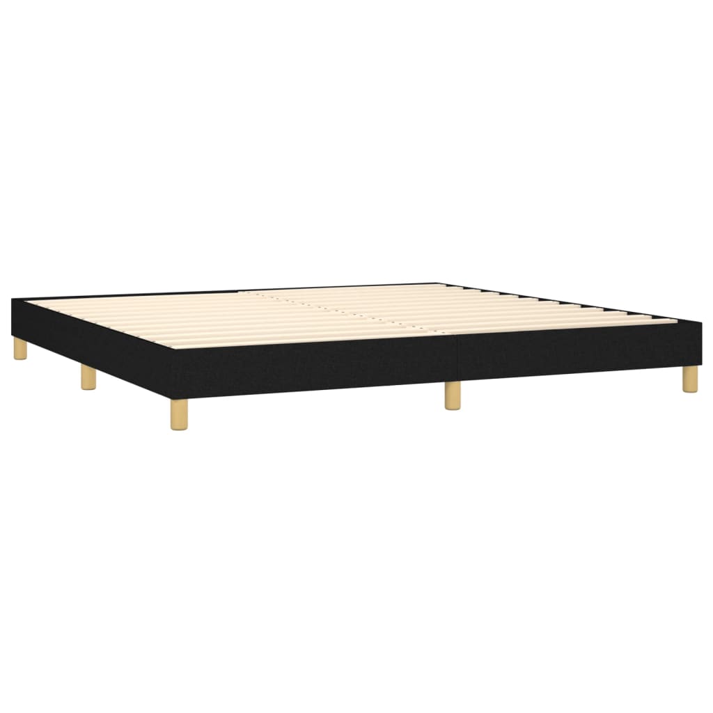 Κρεβάτι Boxspring με Στρώμα Μαύρο 200x200 εκ. Υφασμάτινο