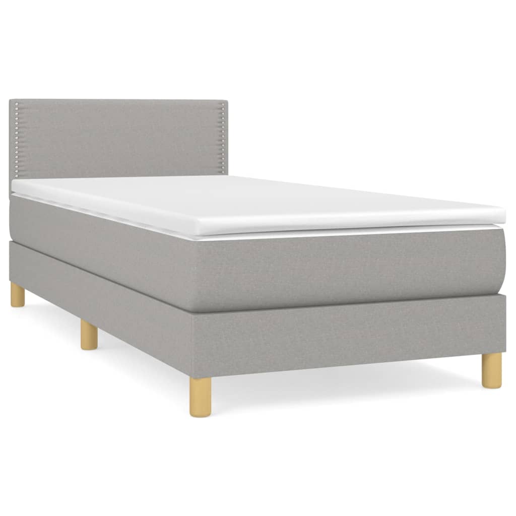 Κρεβάτι Boxspring με Στρώμα Ανοιχτό Γκρι 80x200 εκ. Υφασμάτινο - Pakobazaar