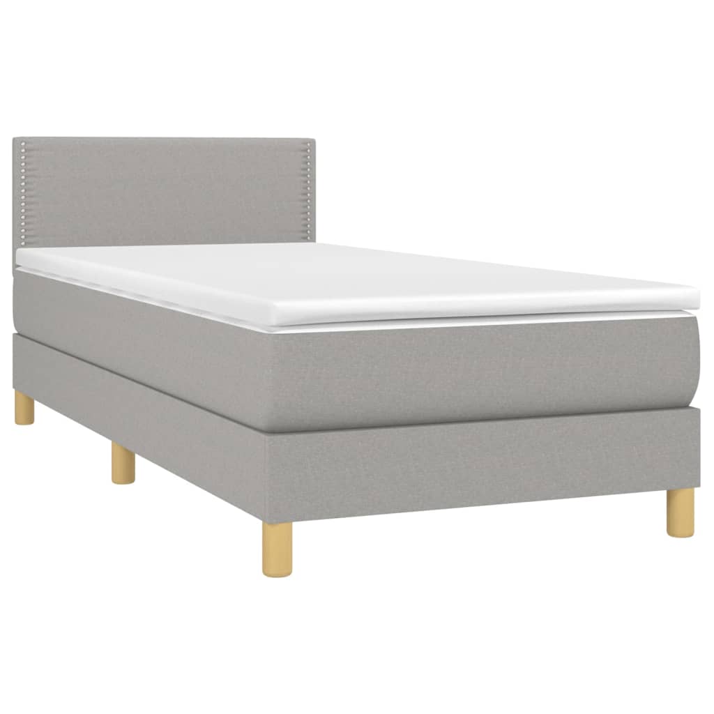 Κρεβάτι Boxspring με Στρώμα Ανοιχτό Γκρι 80x200 εκ. Υφασμάτινο - Pakobazaar