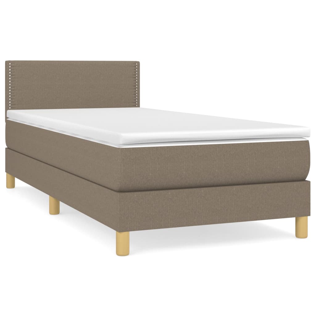 Κρεβάτι Boxspring με Στρώμα Taupe 80x200 εκ. Υφασμάτινο - Pakobazaar