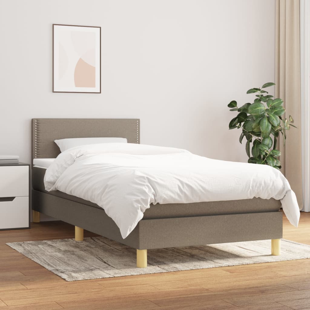 Κρεβάτι Boxspring με Στρώμα Taupe 80x200 εκ. Υφασμάτινο - Pakobazaar