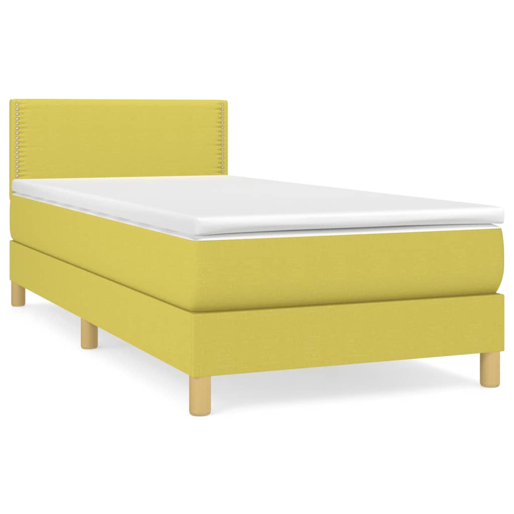 Κρεβάτι Boxspring με Στρώμα Πράσινο 90x200 εκ. Υφασμάτινο