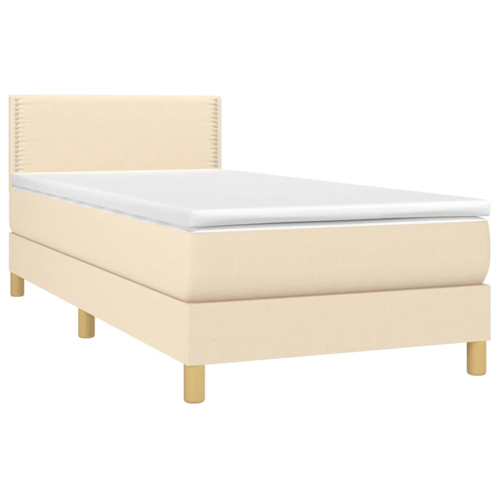 Κρεβάτι Boxspring με Στρώμα Κρεμ 100 x 200 εκ. Υφασμάτινο