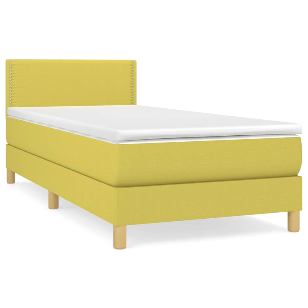 Κρεβάτι Boxspring με Στρώμα Πράσινο 100 x 200 εκ. Υφασμάτινο