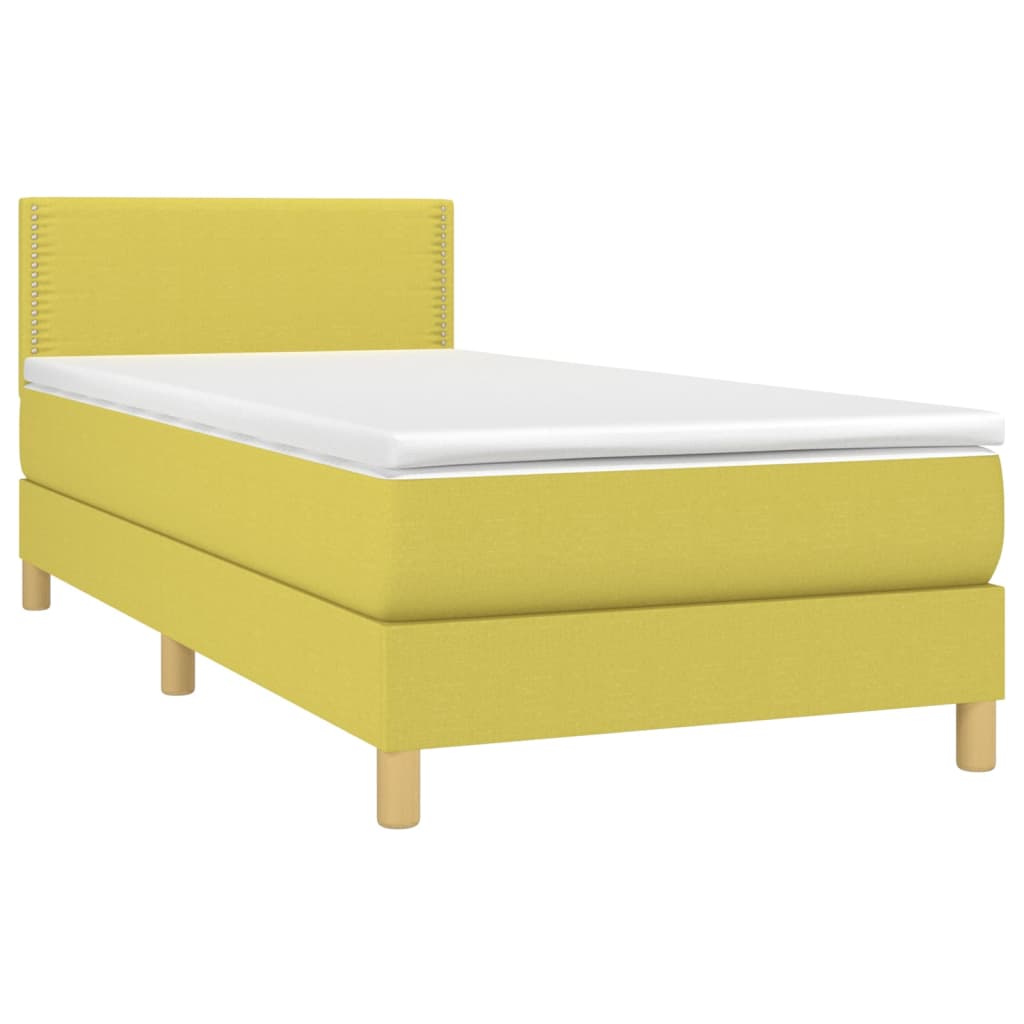 Κρεβάτι Boxspring με Στρώμα Πράσινο 100 x 200 εκ. Υφασμάτινο