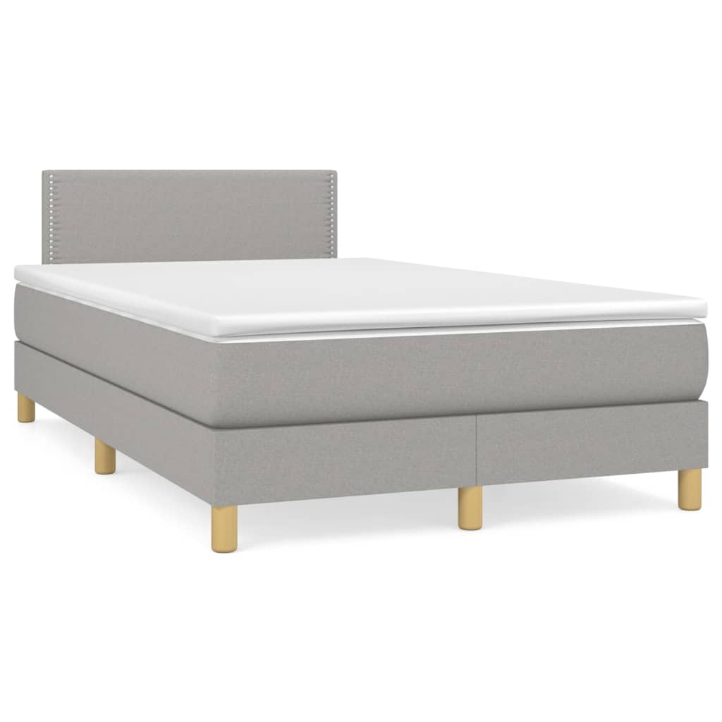 Κρεβάτι Boxspring με Στρώμα Ανοιχτό Γκρι 120x200 εκ. Υφασμάτινο