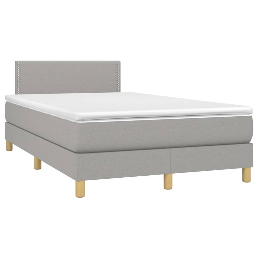 Κρεβάτι Boxspring με Στρώμα Ανοιχτό Γκρι 120x200 εκ. Υφασμάτινο