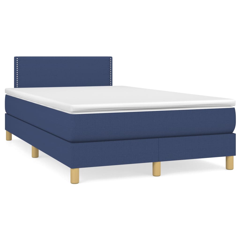 Κρεβάτι Boxspring με Στρώμα Μπλε 120x200 εκ. Υφασμάτινο