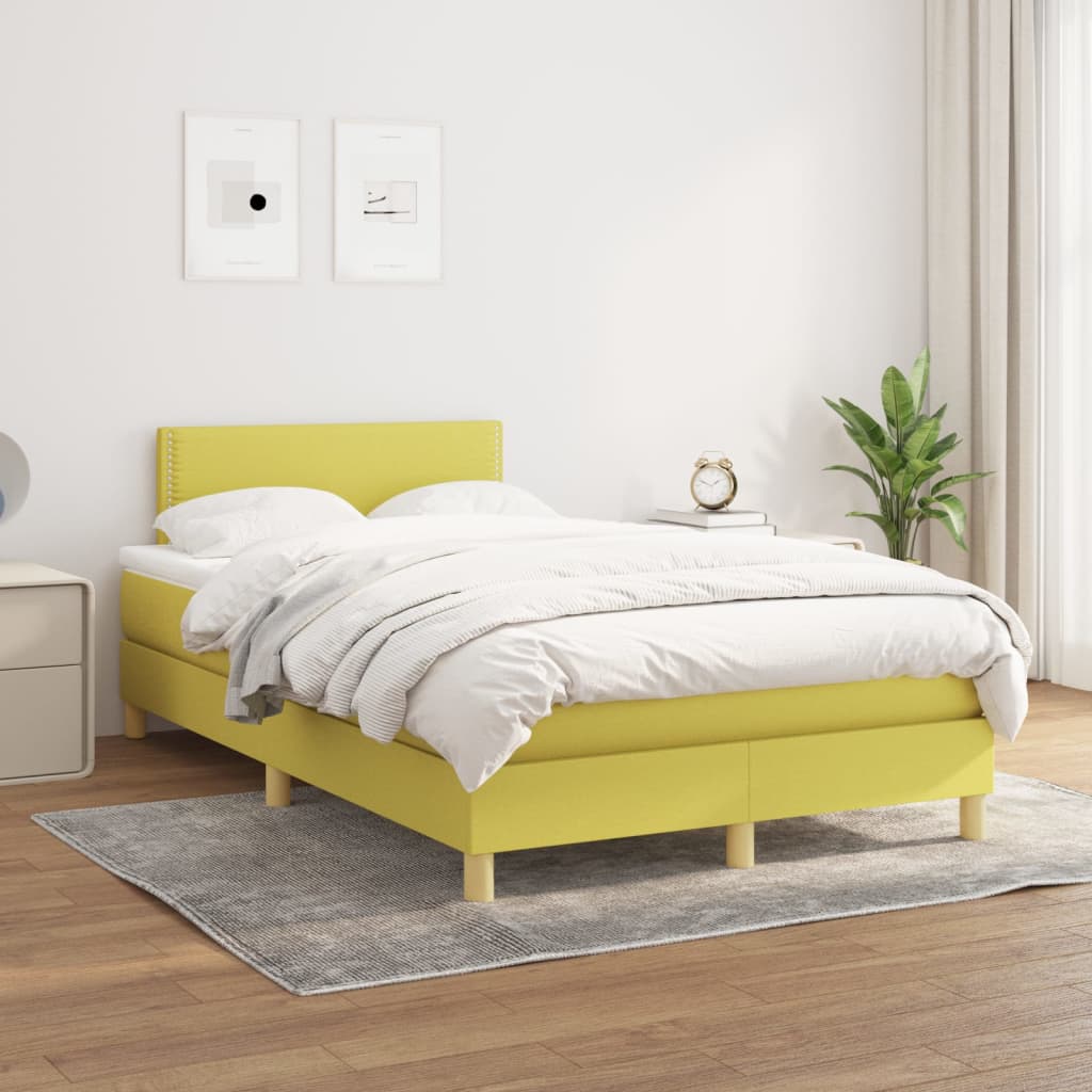 Κρεβάτι Boxspring με Στρώμα Πράσινο 120x200 εκ. Υφασμάτινο