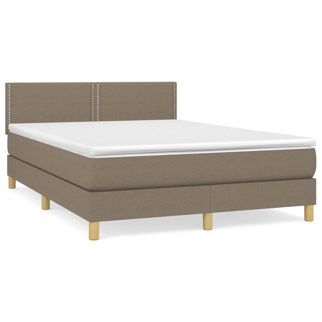Κρεβάτι Boxspring με Στρώμα Taupe 140x190 εκ. Υφασμάτινο