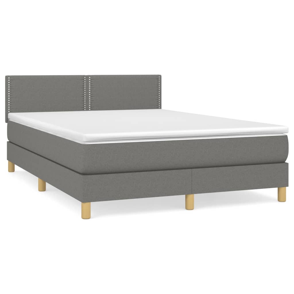 Κρεβάτι Boxspring με Στρώμα Σκούρο Γκρι 140x200 εκ Υφασμάτινο