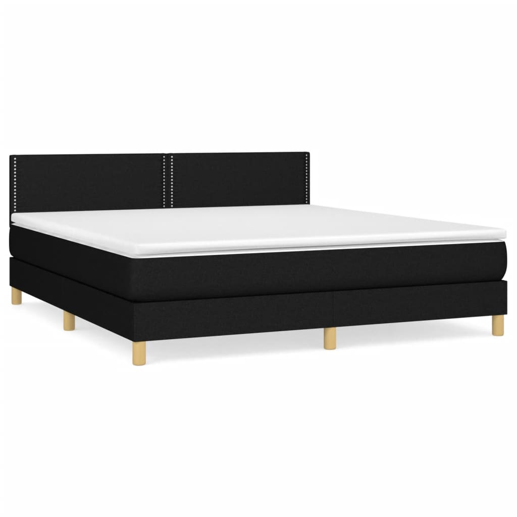 Κρεβάτι Boxspring με Στρώμα Μαύρο 160x200 εκ. Υφασμάτινο