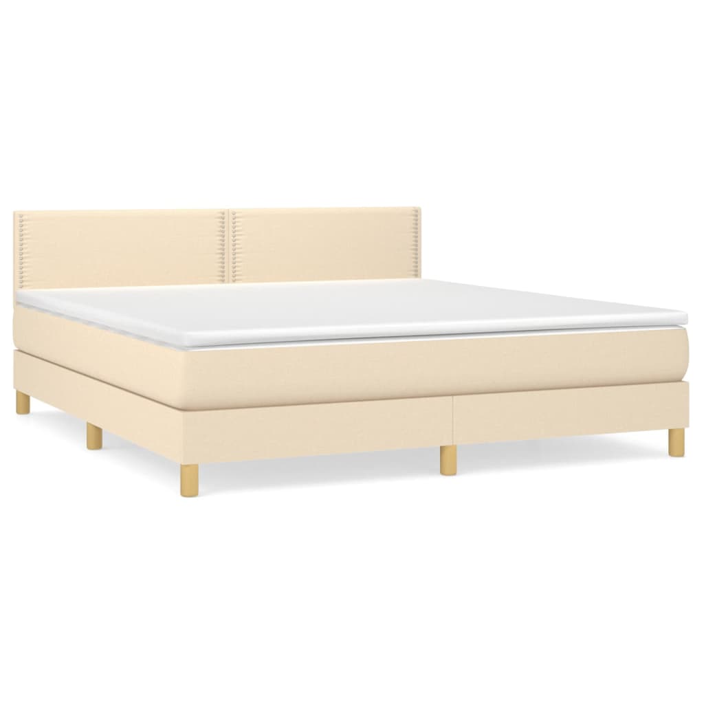 Κρεβάτι Boxspring με Στρώμα Κρεμ 160x200 εκ. Υφασμάτινο