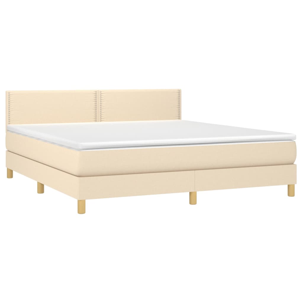 Κρεβάτι Boxspring με Στρώμα Κρεμ 160x200 εκ. Υφασμάτινο