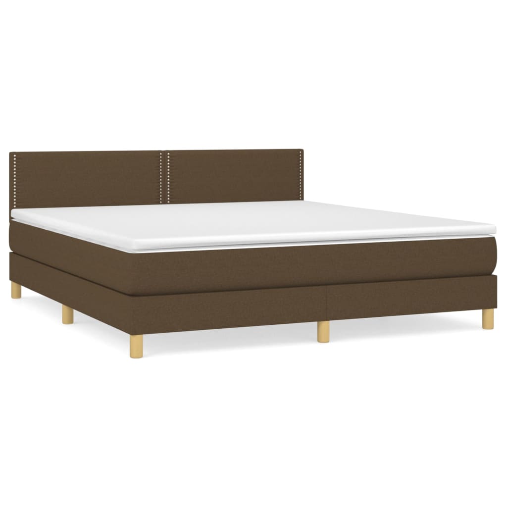 Κρεβάτι Boxspring με Στρώμα Σκούρο Καφέ 180x200 εκ Υφασμάτινο - Pakobazaar