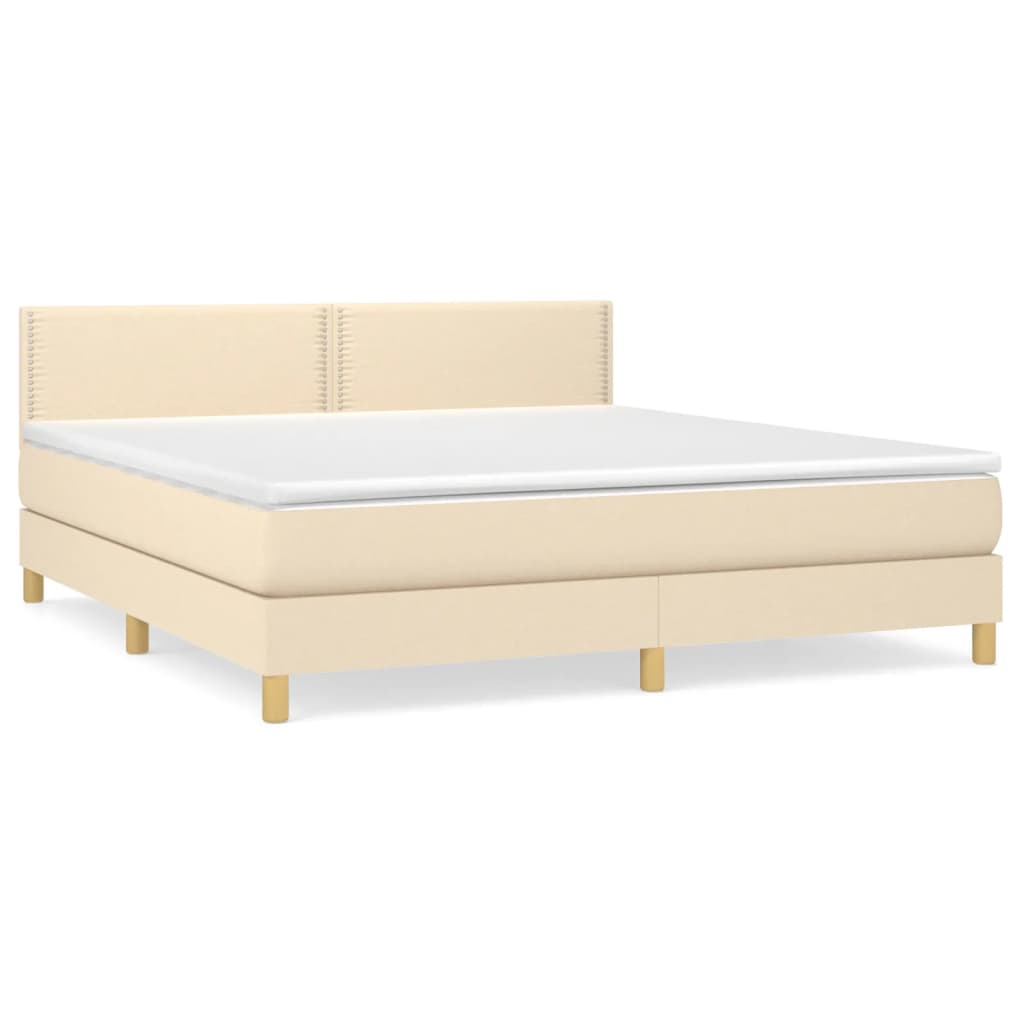 Κρεβάτι Boxspring με Στρώμα Κρεμ 180x200 εκ. Υφασμάτινο