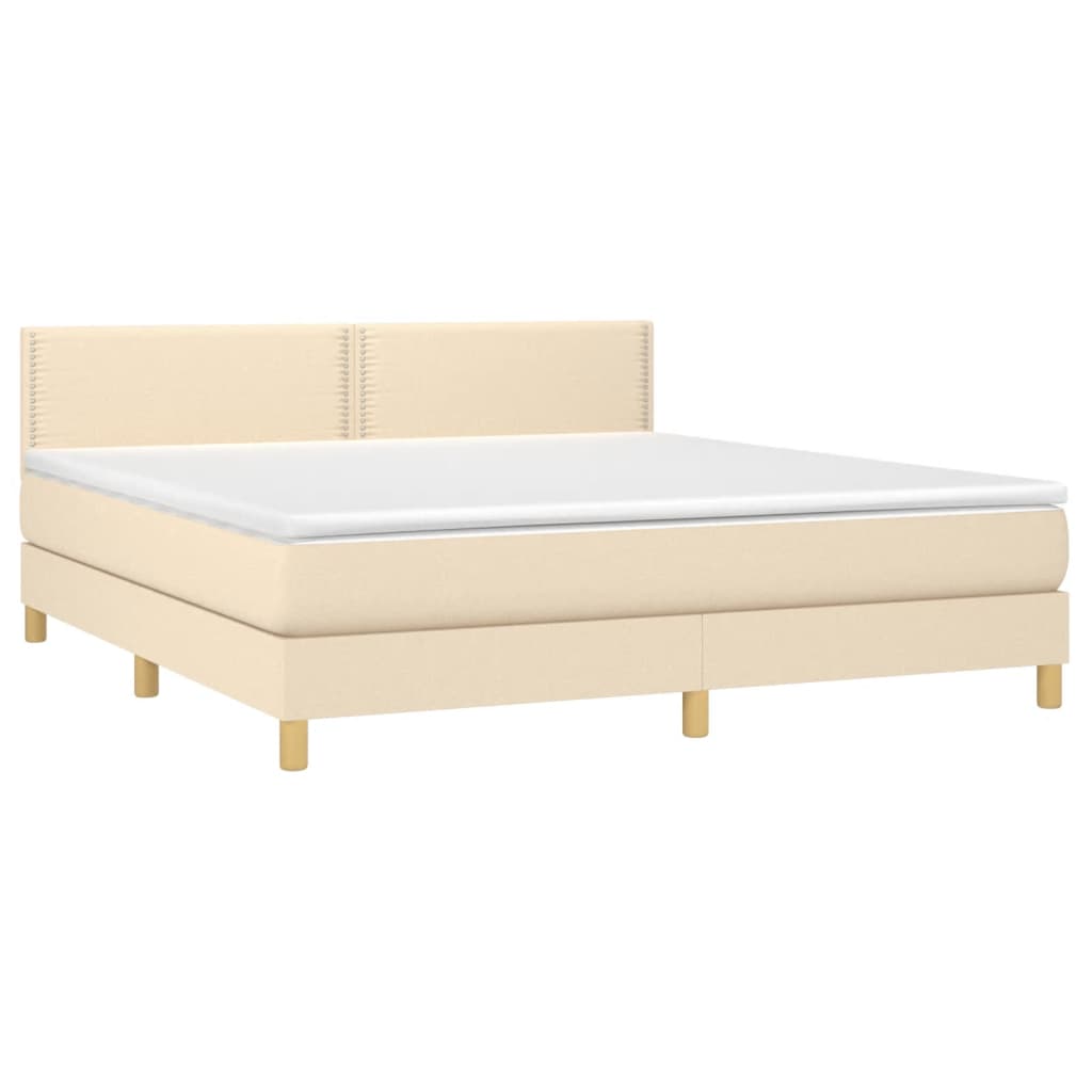 Κρεβάτι Boxspring με Στρώμα Κρεμ 180x200 εκ. Υφασμάτινο