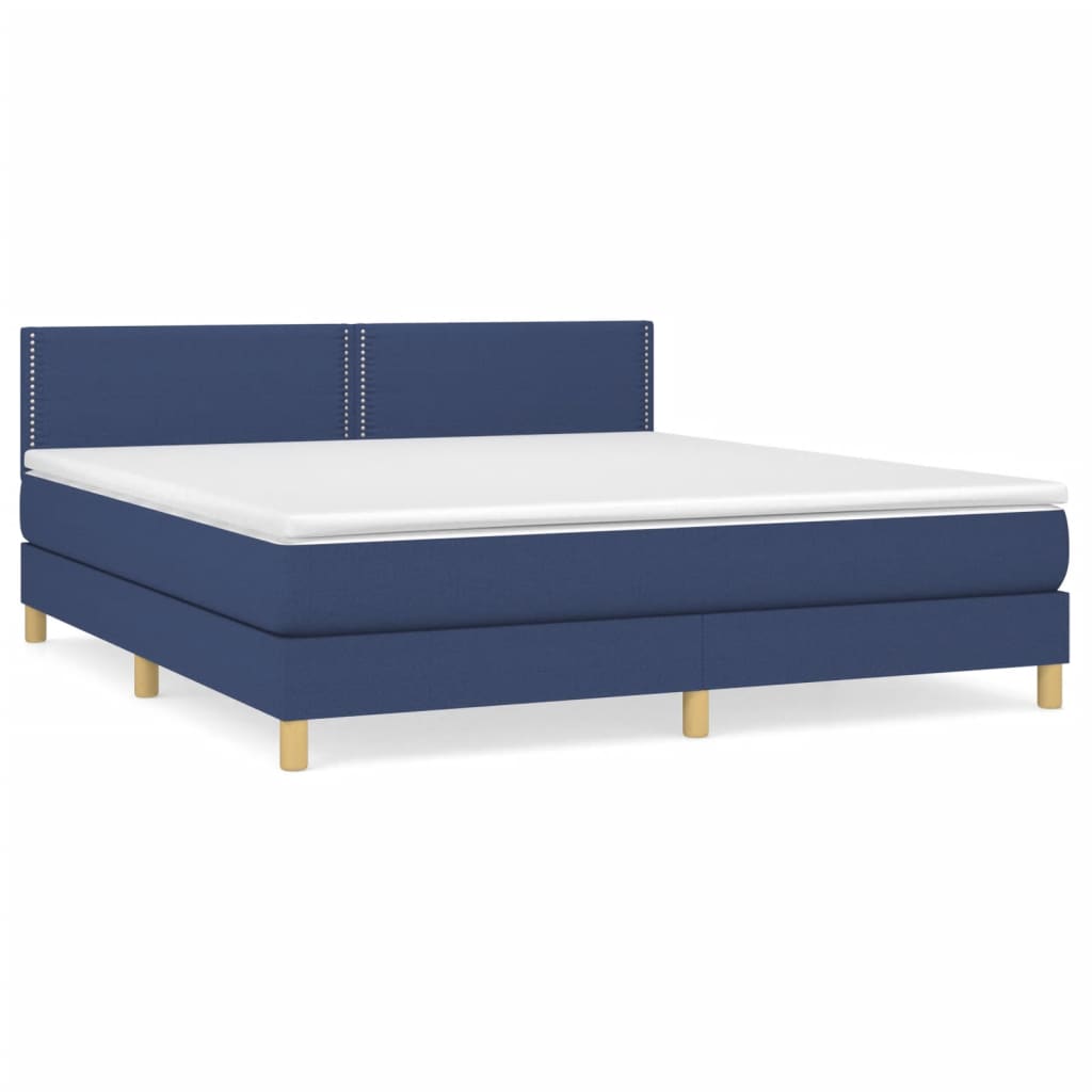 Κρεβάτι Boxspring με Στρώμα Μπλε 180x200 εκ. Υφασμάτινο