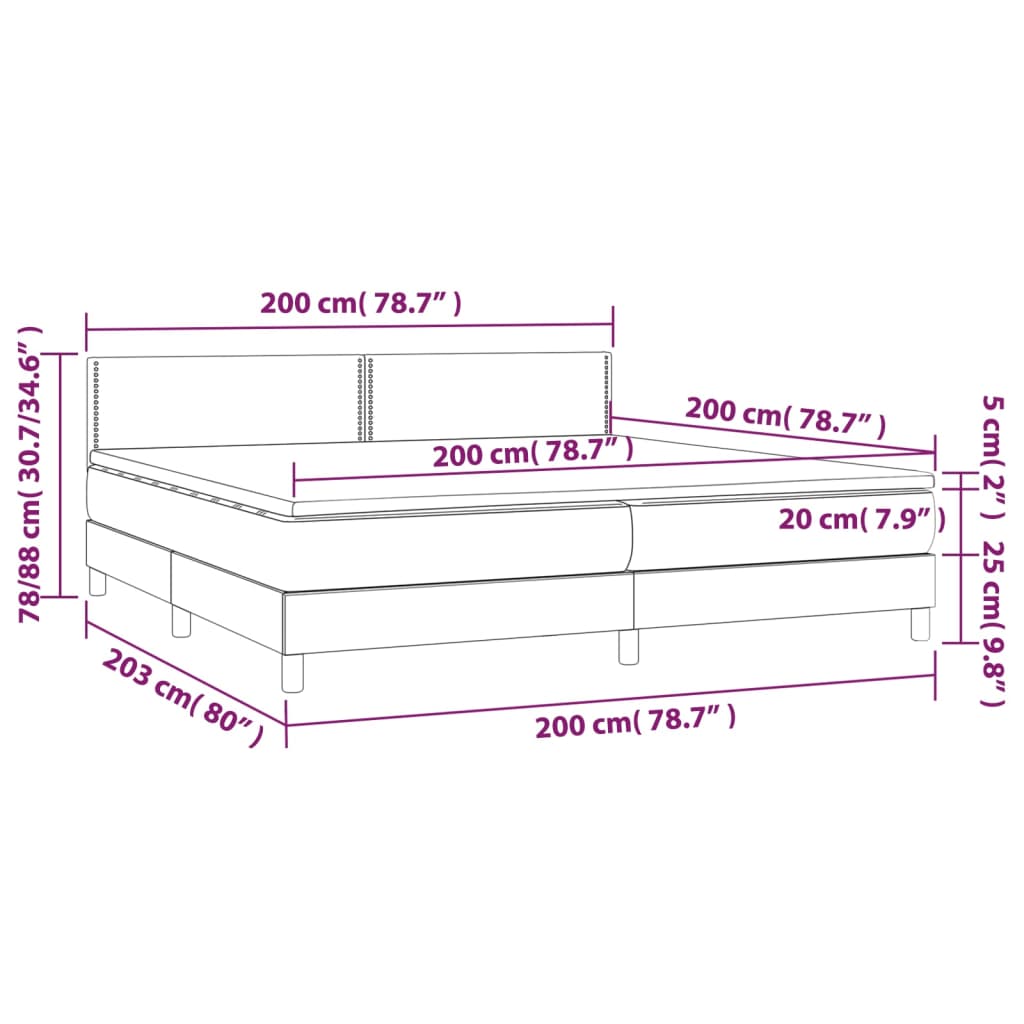 Κρεβάτι Boxspring με Στρώμα Πράσινο 200x200 εκ. Υφασμάτινο