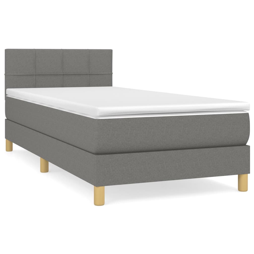 Κρεβάτι Boxspring με Στρώμα Σκούρο Γκρι 80x200 εκ. Υφασμάτινο - Pakobazaar