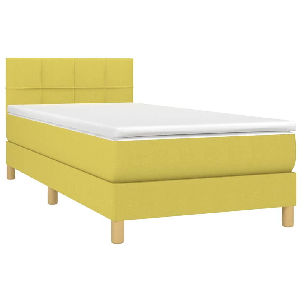 Κρεβάτι Boxspring με Στρώμα Πράσινο 80 x 200 εκ. Υφασμάτινο - Pakobazaar