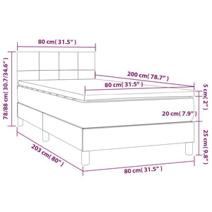 Κρεβάτι Boxspring με Στρώμα Πράσινο 80 x 200 εκ. Υφασμάτινο - Pakobazaar