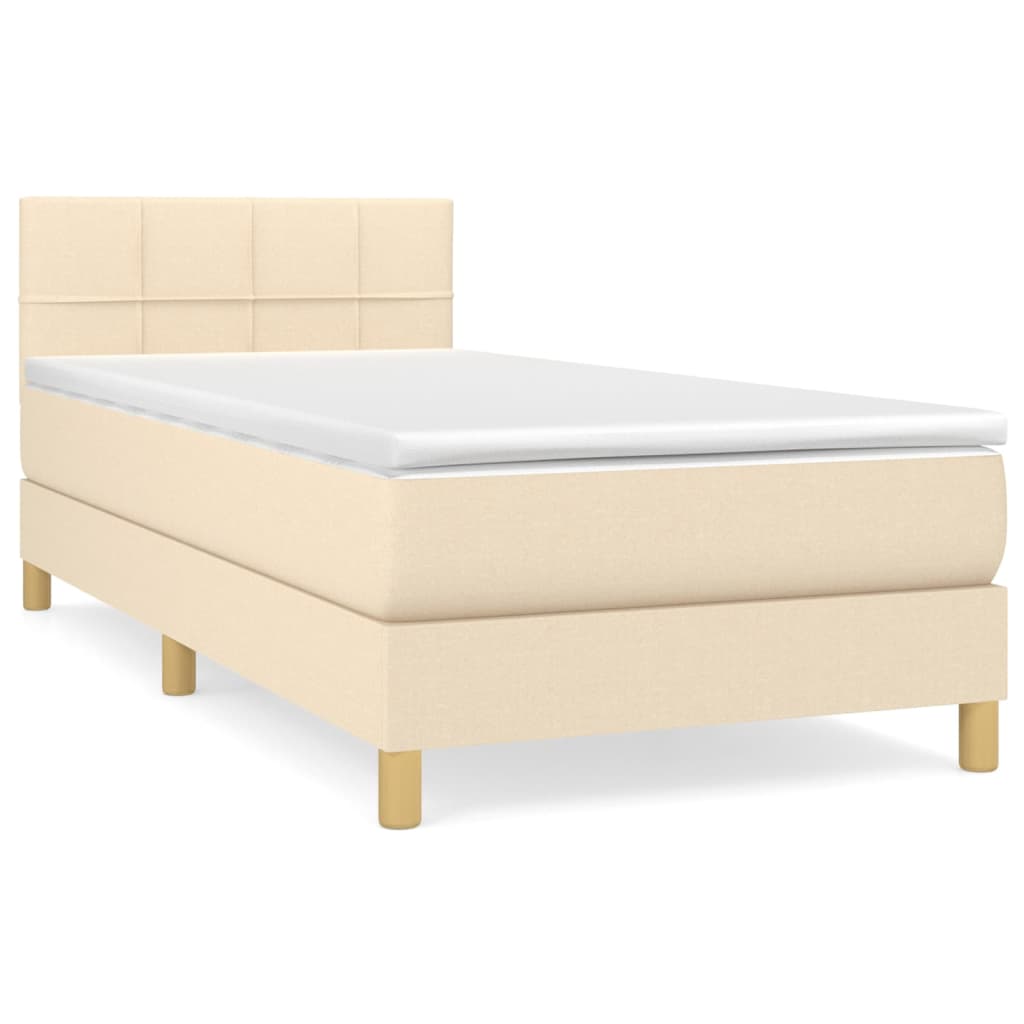 Κρεβάτι Boxspring με Στρώμα Κρεμ 90x190 εκ.Υφασμάτινο