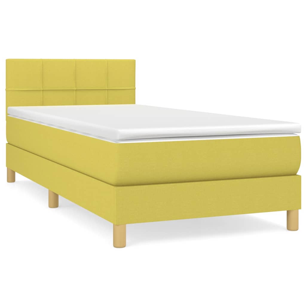 Κρεβάτι Boxspring με Στρώμα Πράσινο 100 x 200 εκ. Υφασμάτινο