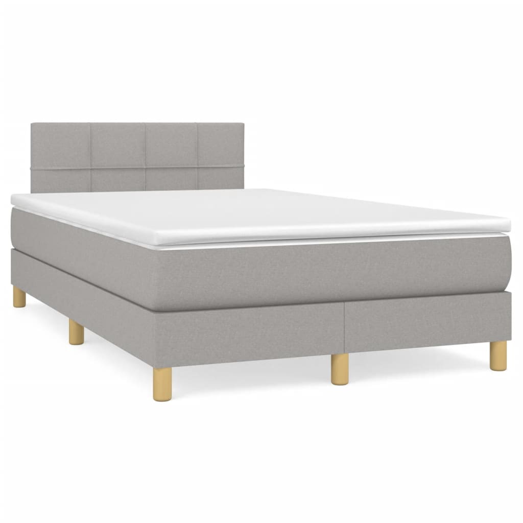 Κρεβάτι Boxspring με Στρώμα Ανοιχτό Γκρι 120x200 εκ. Υφασμάτινο