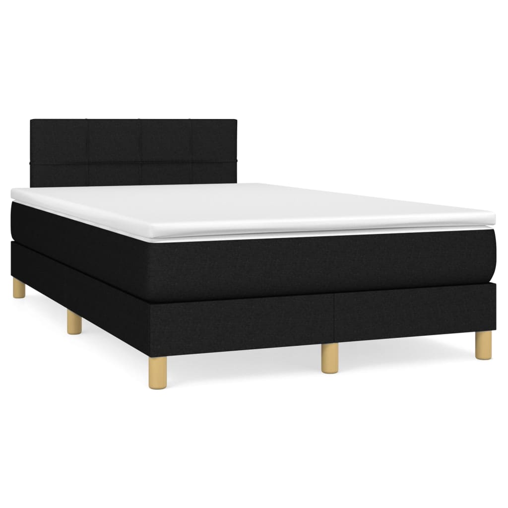 Κρεβάτι Boxspring με Στρώμα Μαύρο 120x200 εκ. Υφασμάτινο