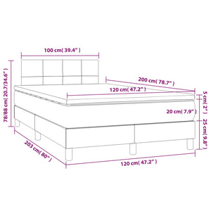 Κρεβάτι Boxspring με Στρώμα Μαύρο 120x200 εκ. Υφασμάτινο