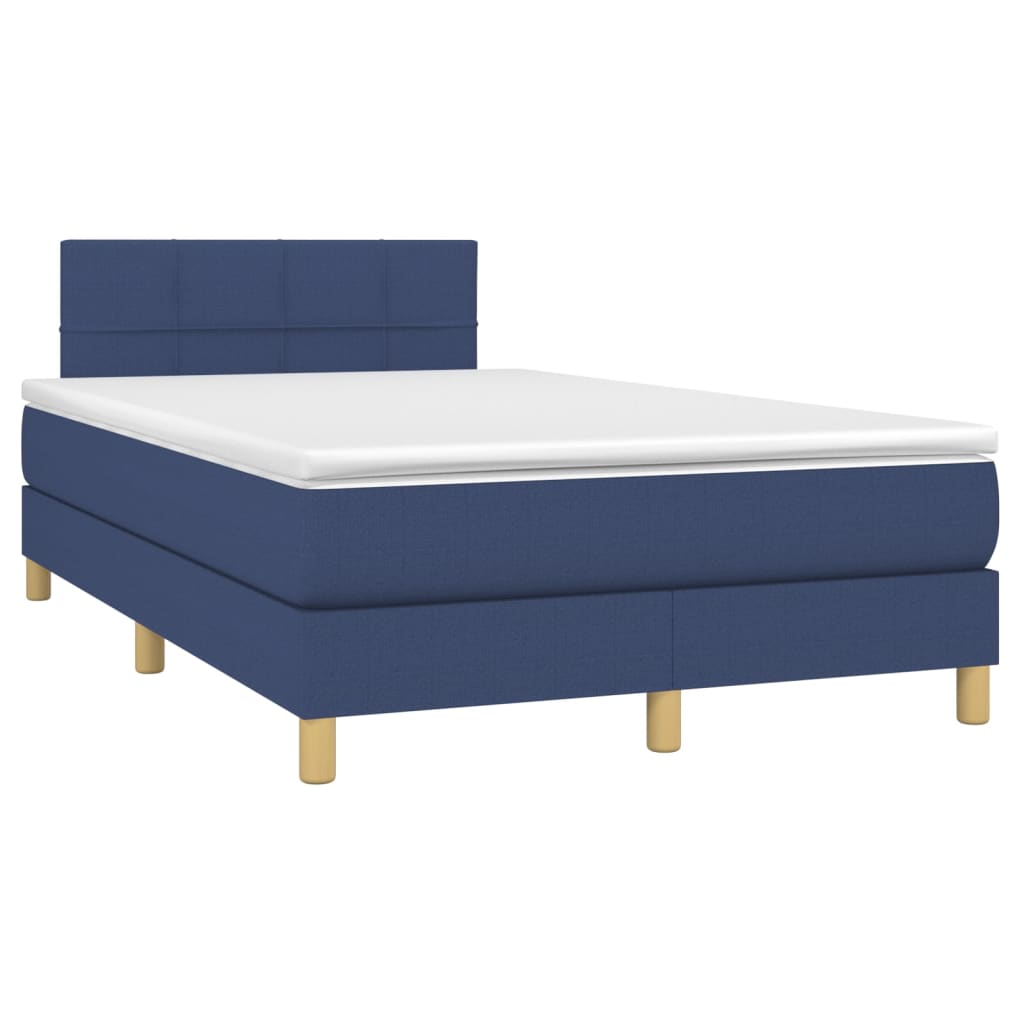 Κρεβάτι Boxspring με Στρώμα Μπλε 120x200 εκ. Υφασμάτινο