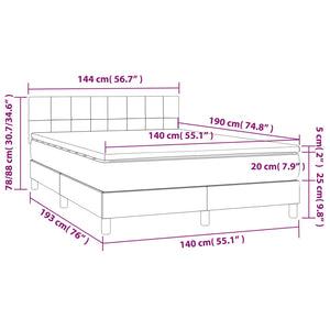 Κρεβάτι Boxspring με Στρώμα Σκούρο Γκρι 140x190 εκ. Υφασμάτινο