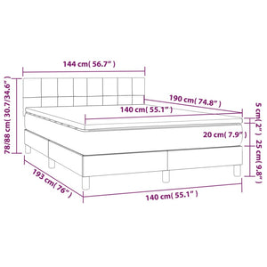 Κρεβάτι Boxspring με Στρώμα Μαύρο 140x190 εκ. Υφασμάτινο