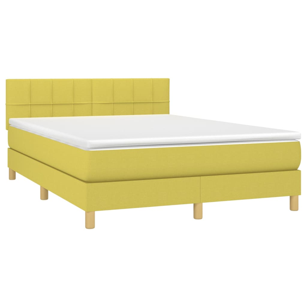 Κρεβάτι Boxspring με Στρώμα Πράσινο 140x190 εκ. Υφασμάτινο