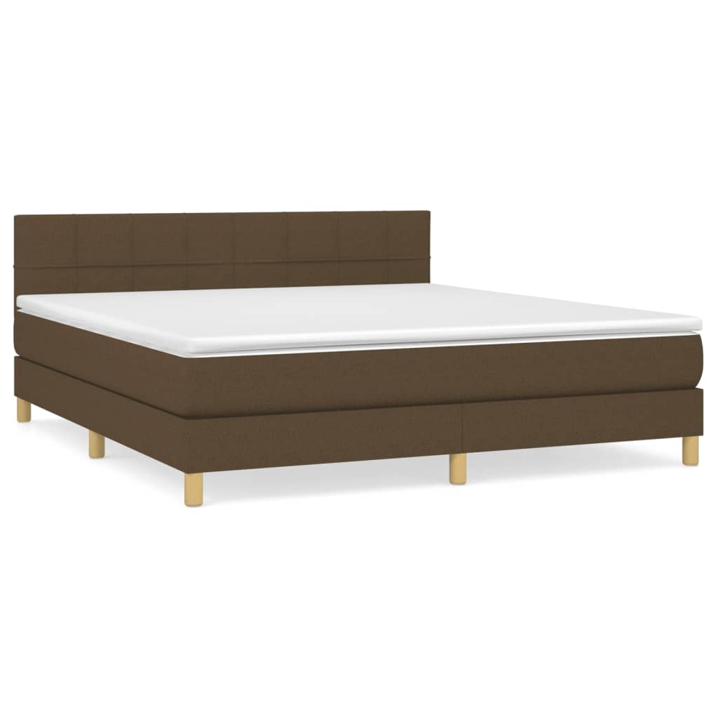 Κρεβάτι Boxspring με Στρώμα Σκούρο Καφέ 160x200 εκ Υφασμάτινο - Pakobazaar