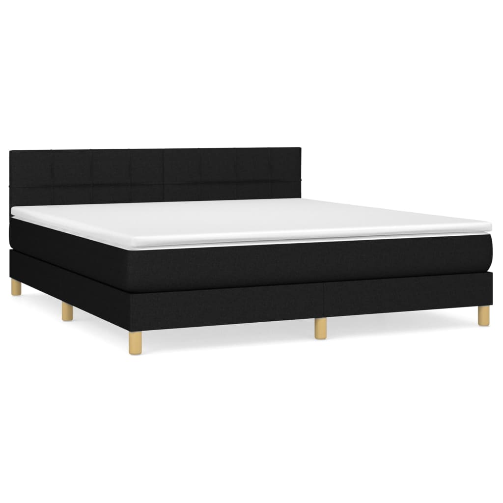 Κρεβάτι Boxspring με Στρώμα Μαύρο 180x200 εκ. Υφασμάτινο
