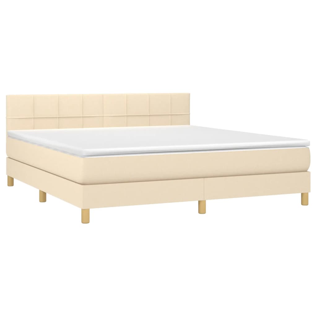 Κρεβάτι Boxspring με Στρώμα Κρεμ 180x200 εκ. Υφασμάτινο