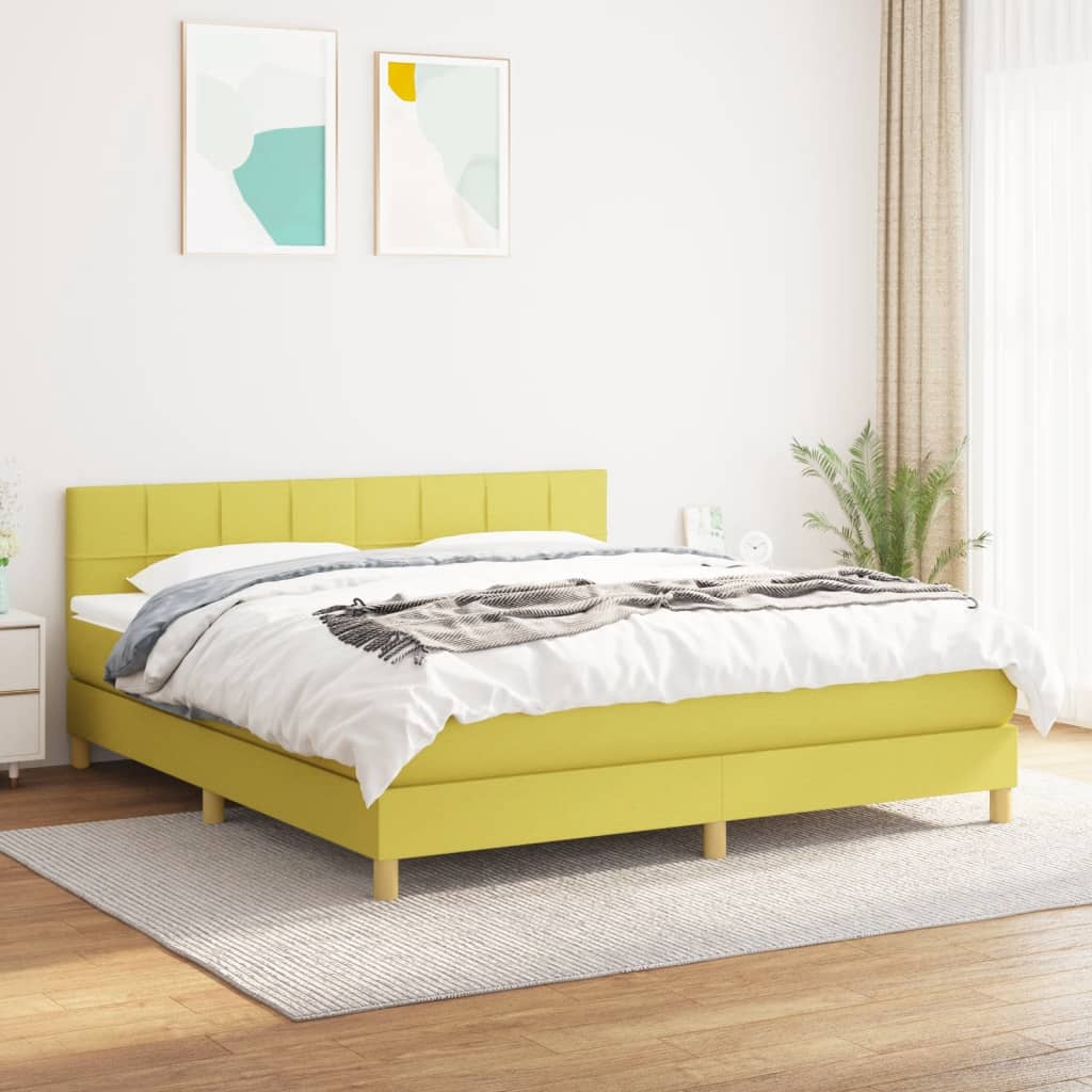 Κρεβάτι Boxspring με Στρώμα Πράσινο 180x200 εκ.Υφασμάτινο