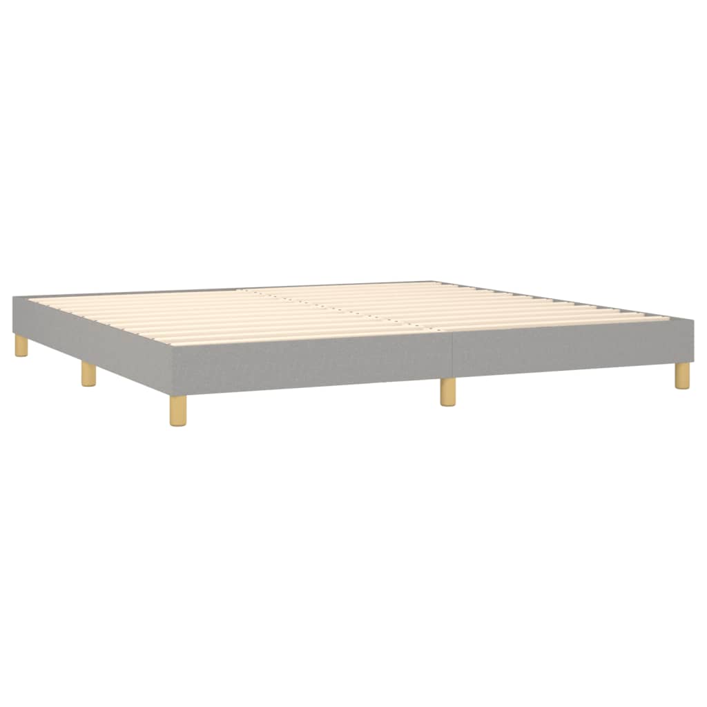 Κρεβάτι Boxspring με Στρώμα Ανοιχτό Γκρι 200x200 εκ. Υφασμάτινο