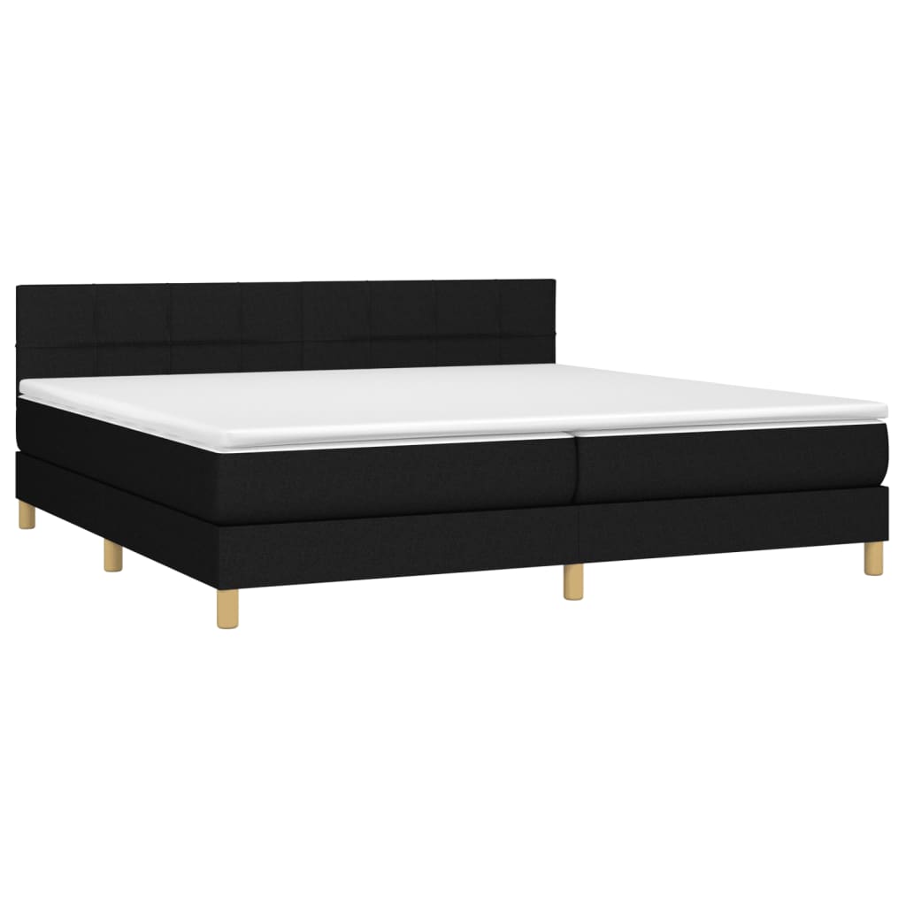 Κρεβάτι Boxspring με Στρώμα Μαύρο 200x200 εκ. Υφασμάτινο