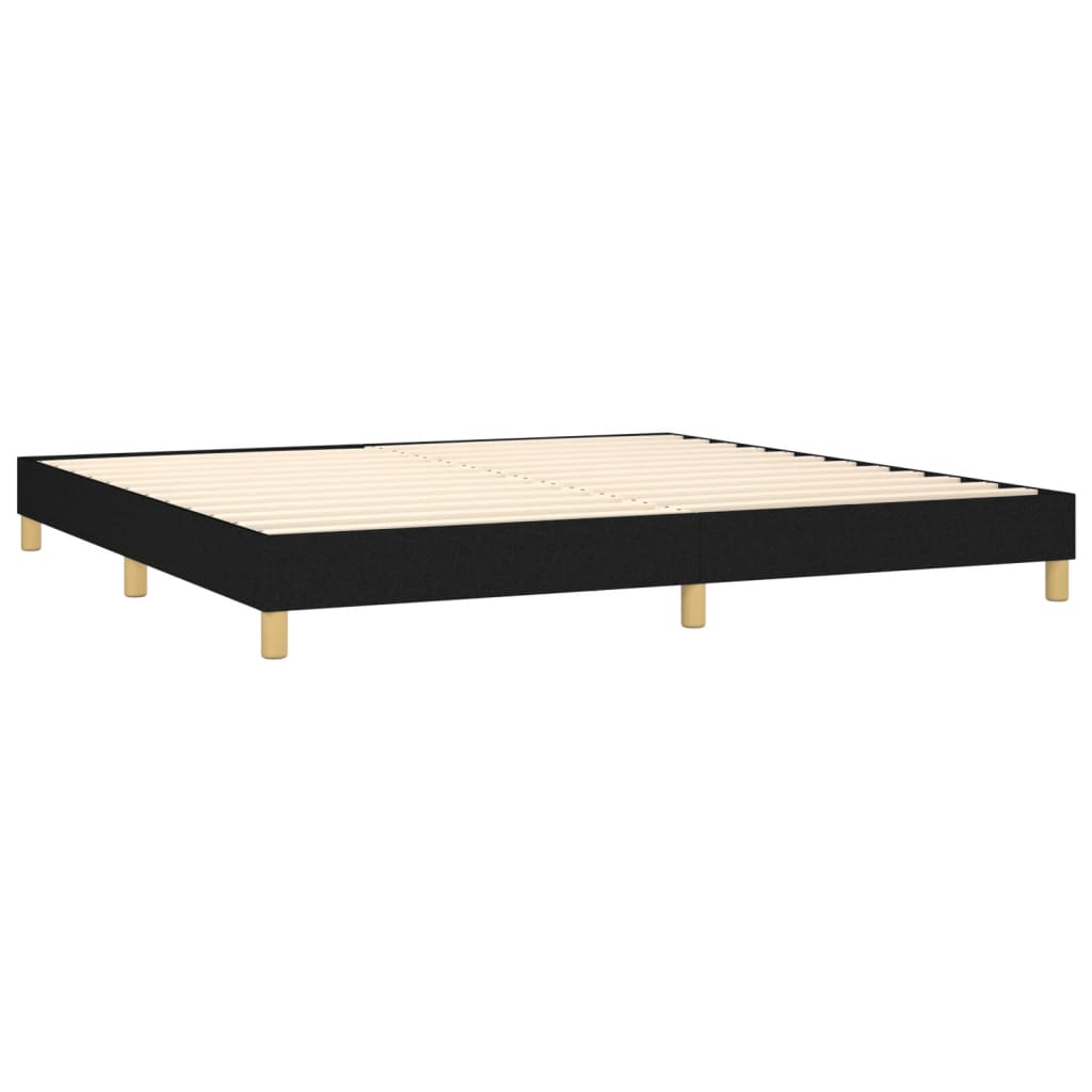 Κρεβάτι Boxspring με Στρώμα Μαύρο 200x200 εκ. Υφασμάτινο