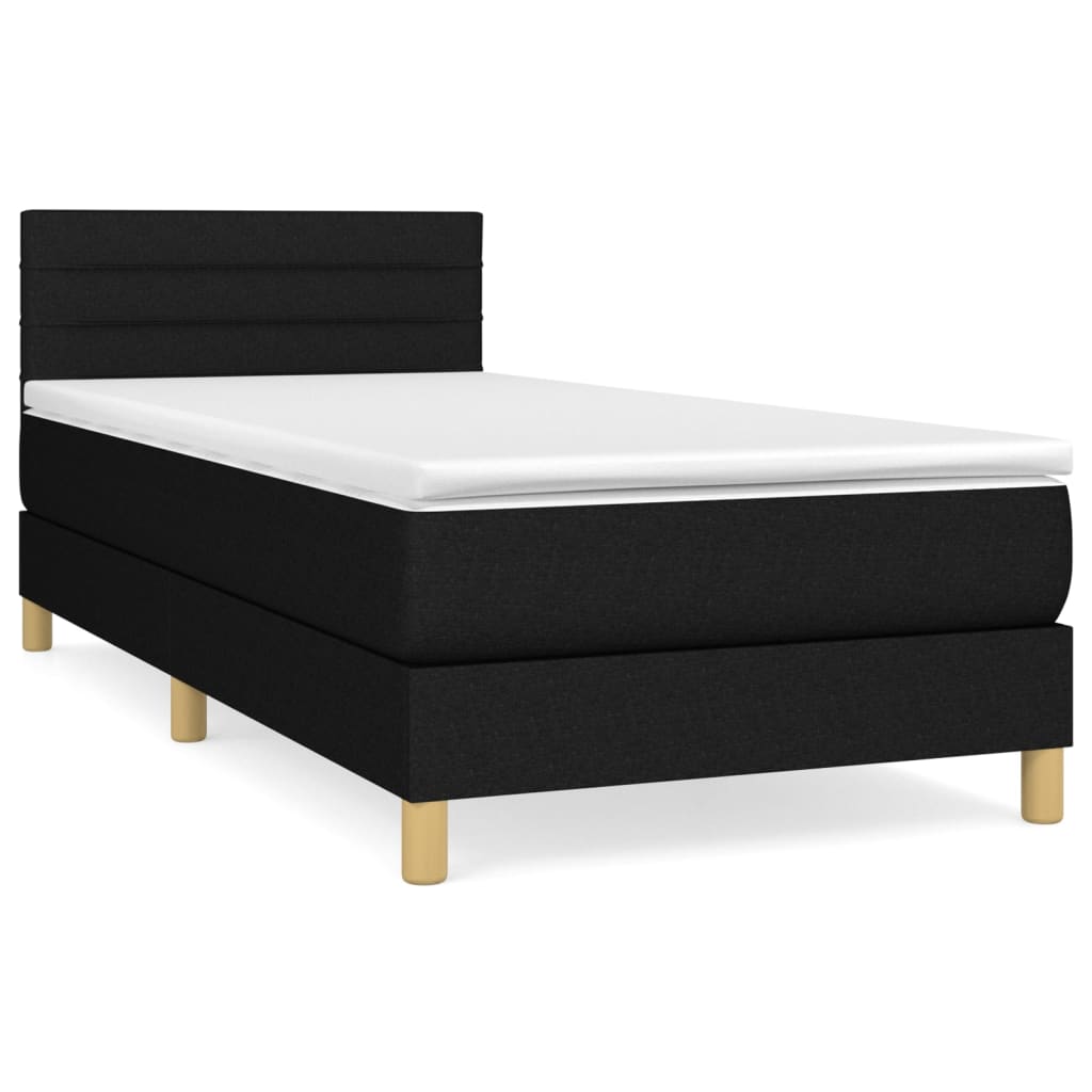 Κρεβάτι Boxspring με Στρώμα Μαύρο 90x190 εκ.Υφασμάτινο