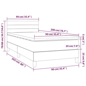 Κρεβάτι Boxspring με Στρώμα Πράσινο 90x200 εκ. Υφασμάτινο - Pakobazaar