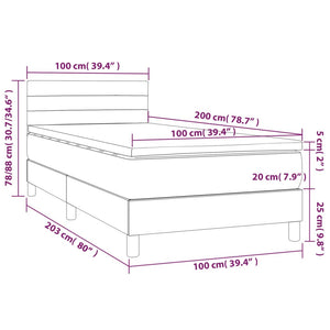 Κρεβάτι Boxspring με Στρώμα Μπλε 100 x 200 εκ. Υφασμάτινο